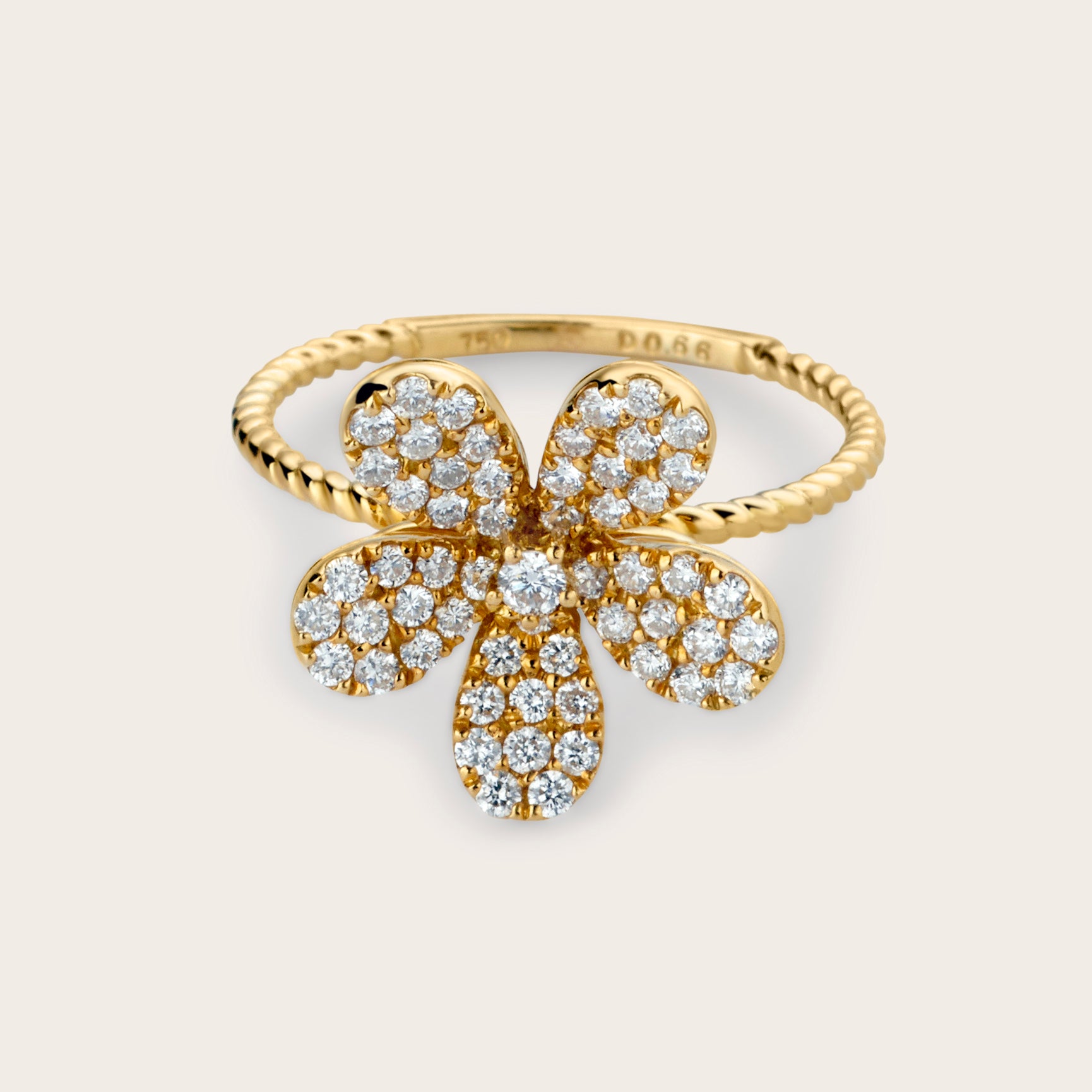 Diamond Florette Ring of 18kt Yellow Gold