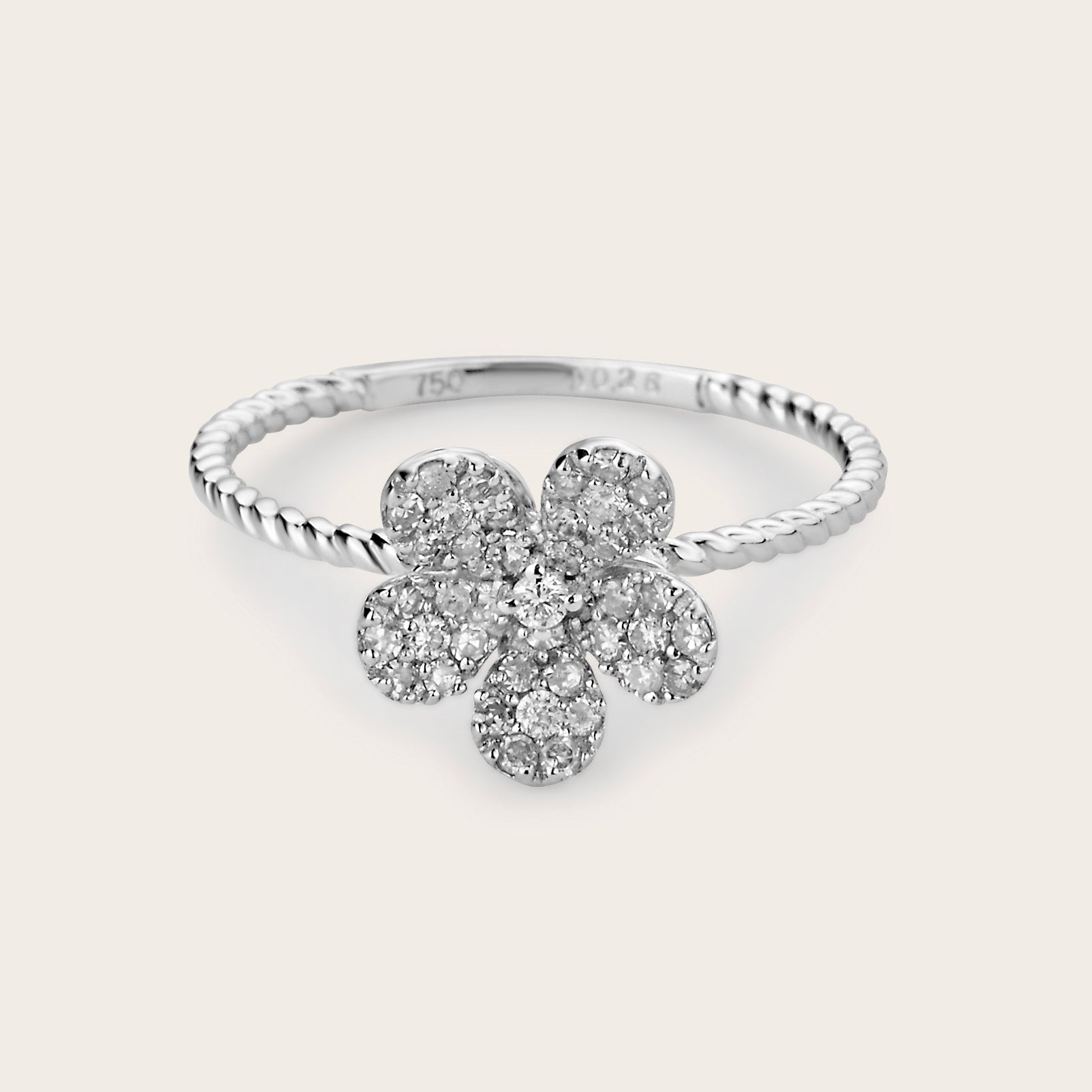 Diamond Florette Ring of 18kt White Gold