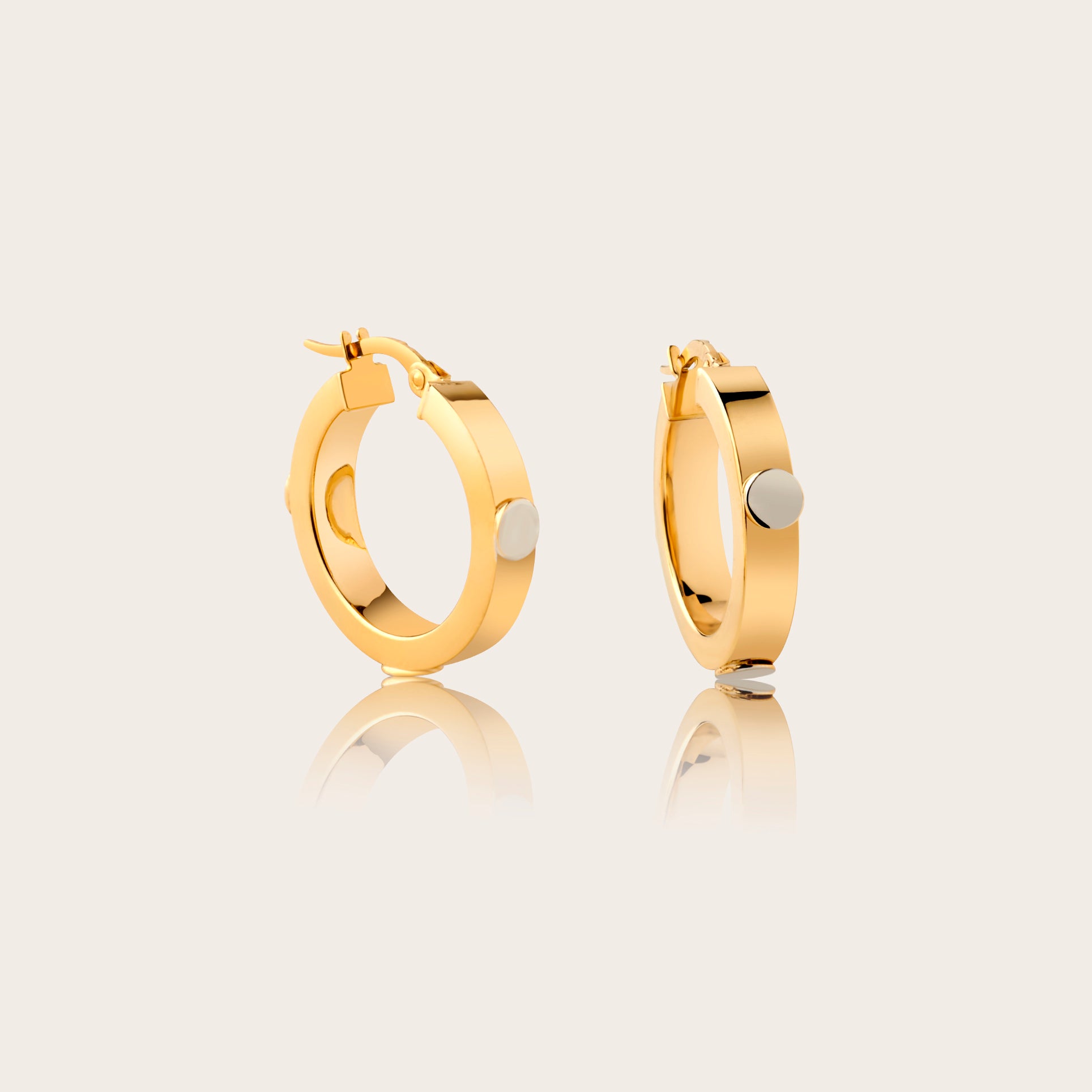 Medium Yellow and White Gold Hoop Earrings