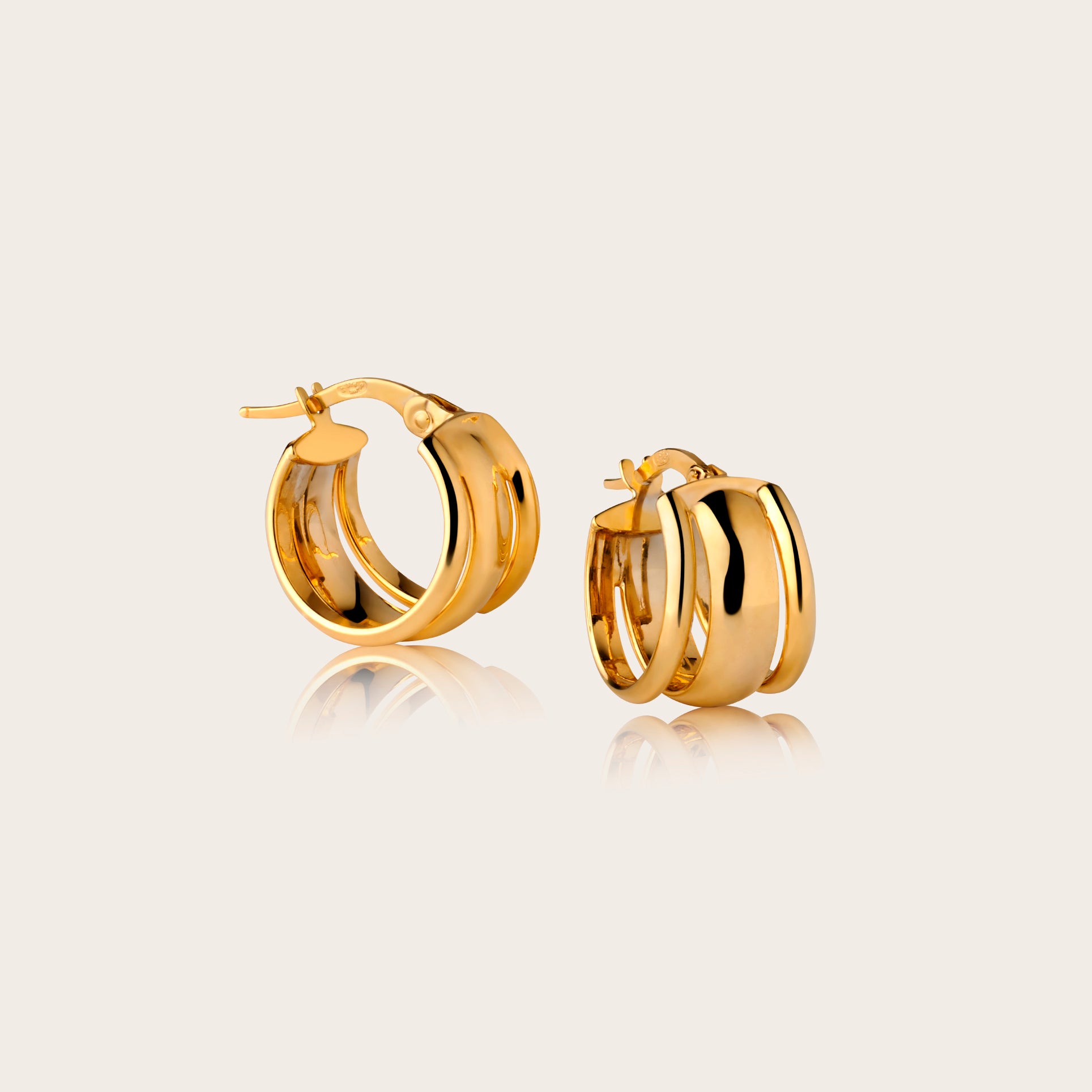 Large Round Fashion Statement Bamboo Hoop Earrings for Women Teen Piercing  18K Yellow Gold Plated High Polished Latch Back Closure 1.5 Inch Diameter :  Amazon.co.uk: Fashion