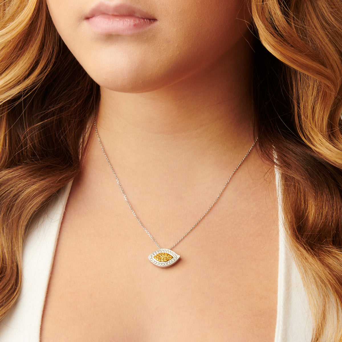 Evil Eye Fancy Yellow Diamond and White Diamond Pendant