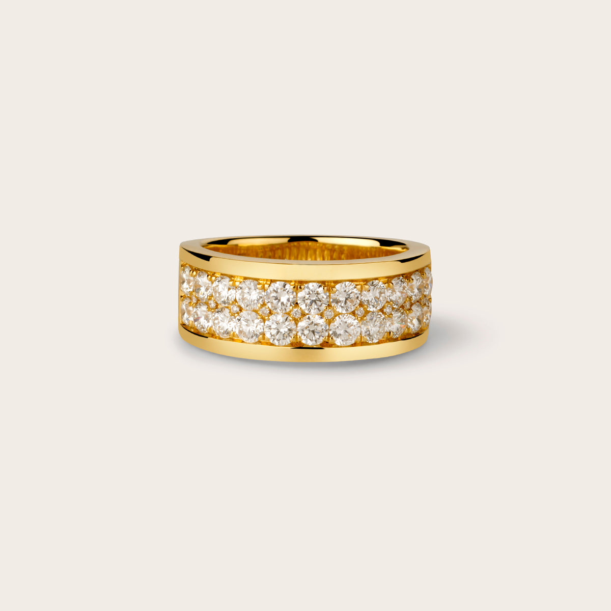 Double Row Diamond Ring of 18kt Gold