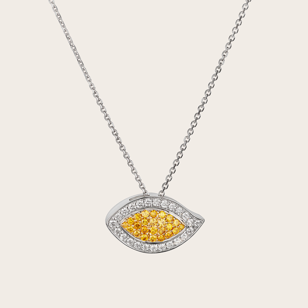 Evil Eye Fancy Yellow Diamond and White Diamond Pendant