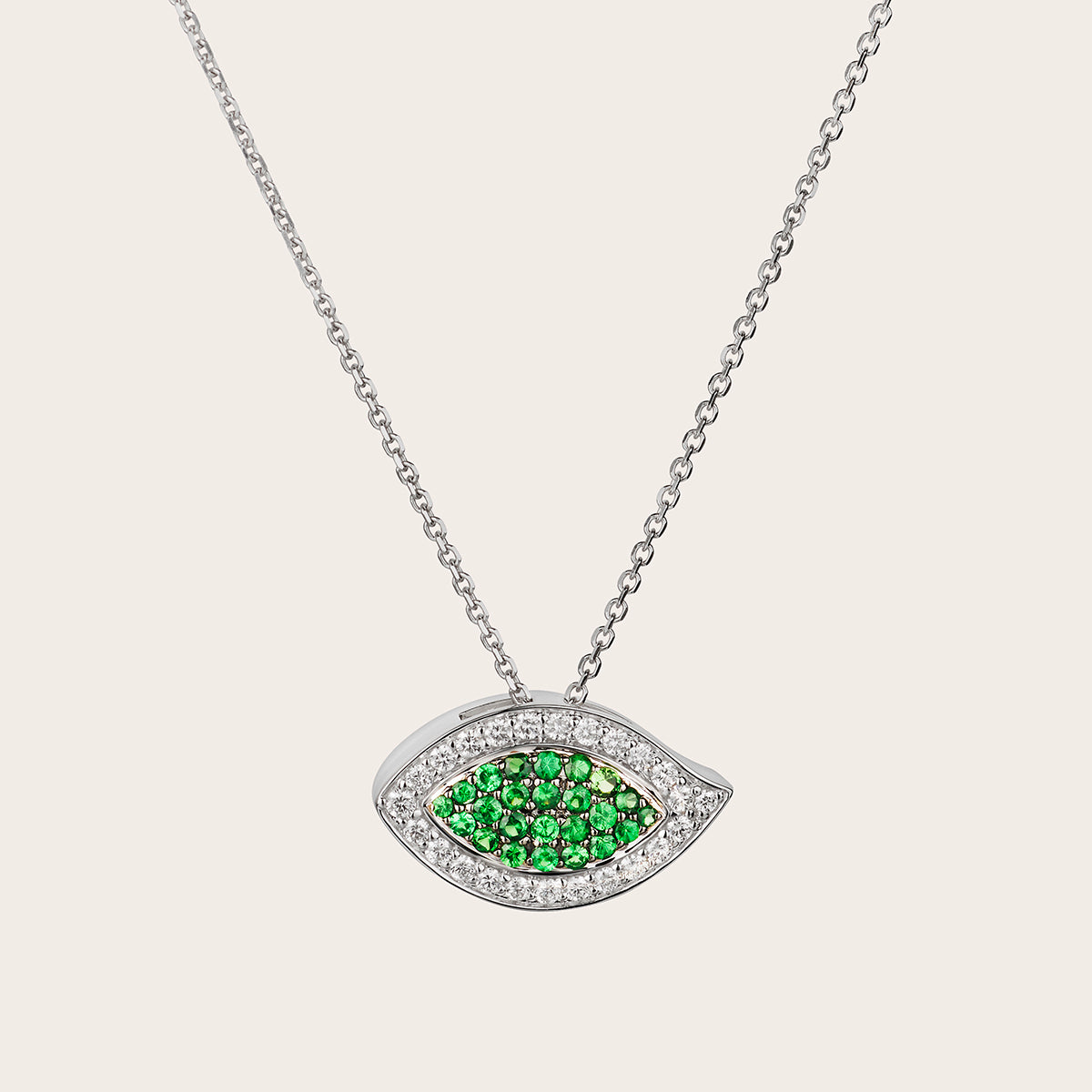 Evil Eye Tsavorite and Diamond Pendant