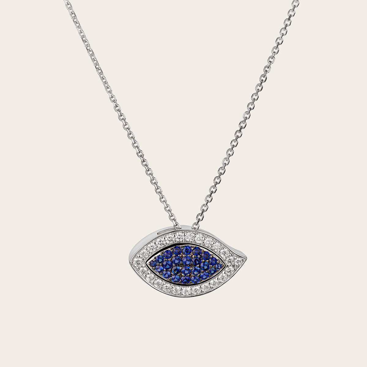 Evil Eye Blue Sapphire and Diamond Pendant