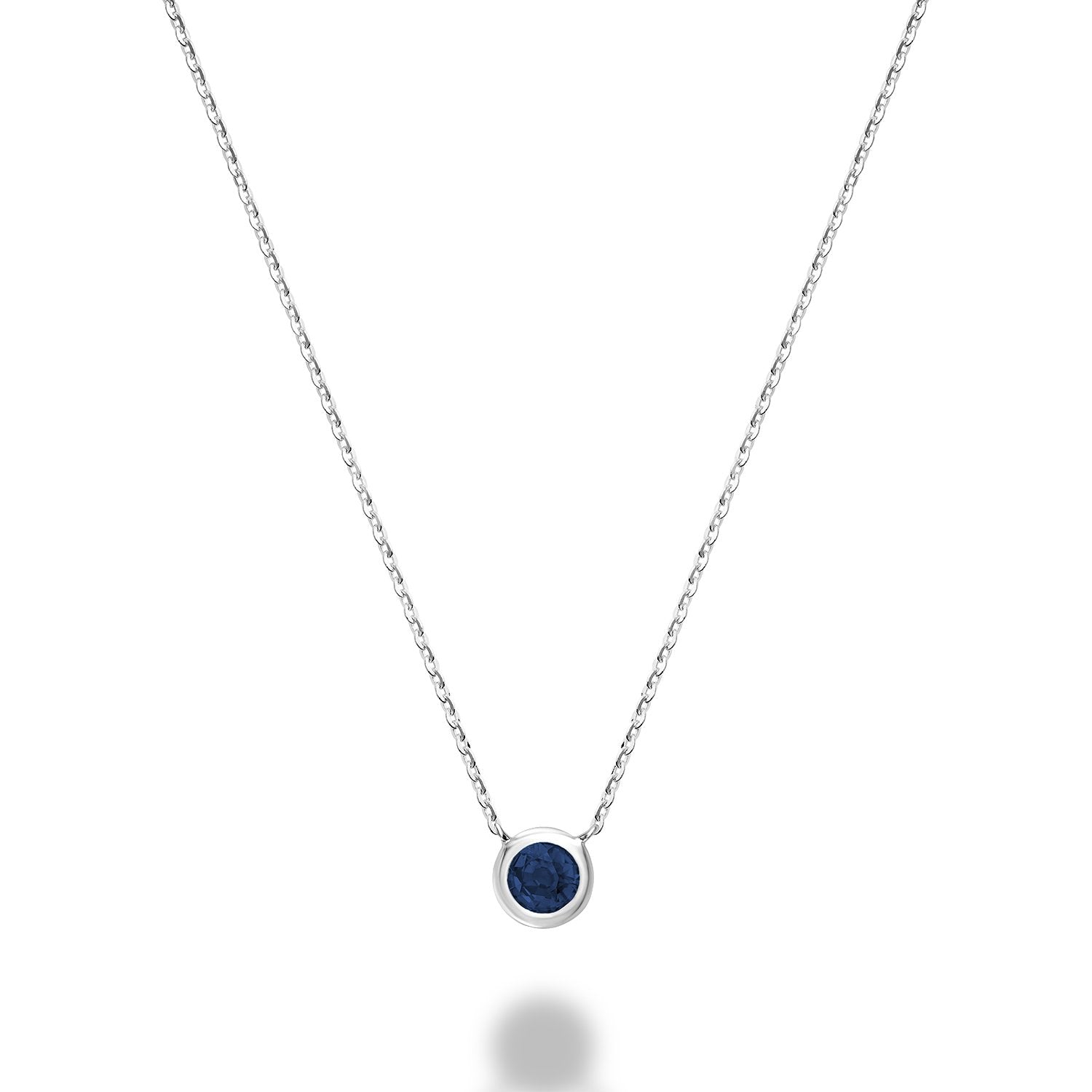 Blue Sapphire Bezel Set Necklace