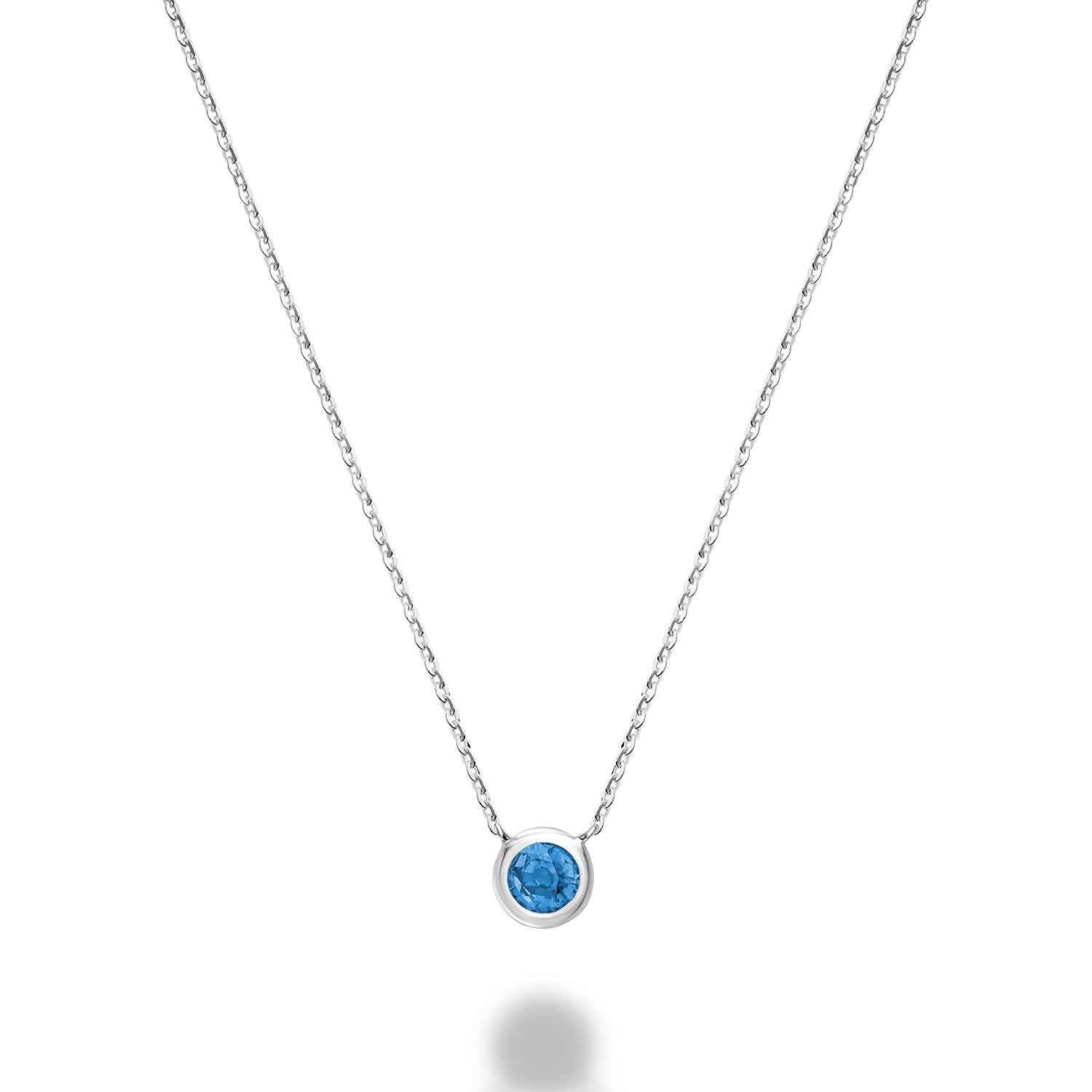 Blue Topaz Bezel Set Necklace