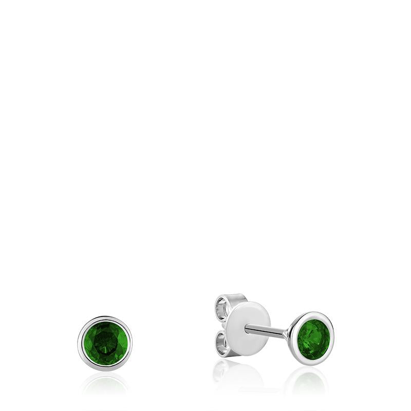 Emerald Bezel Stud Earrings