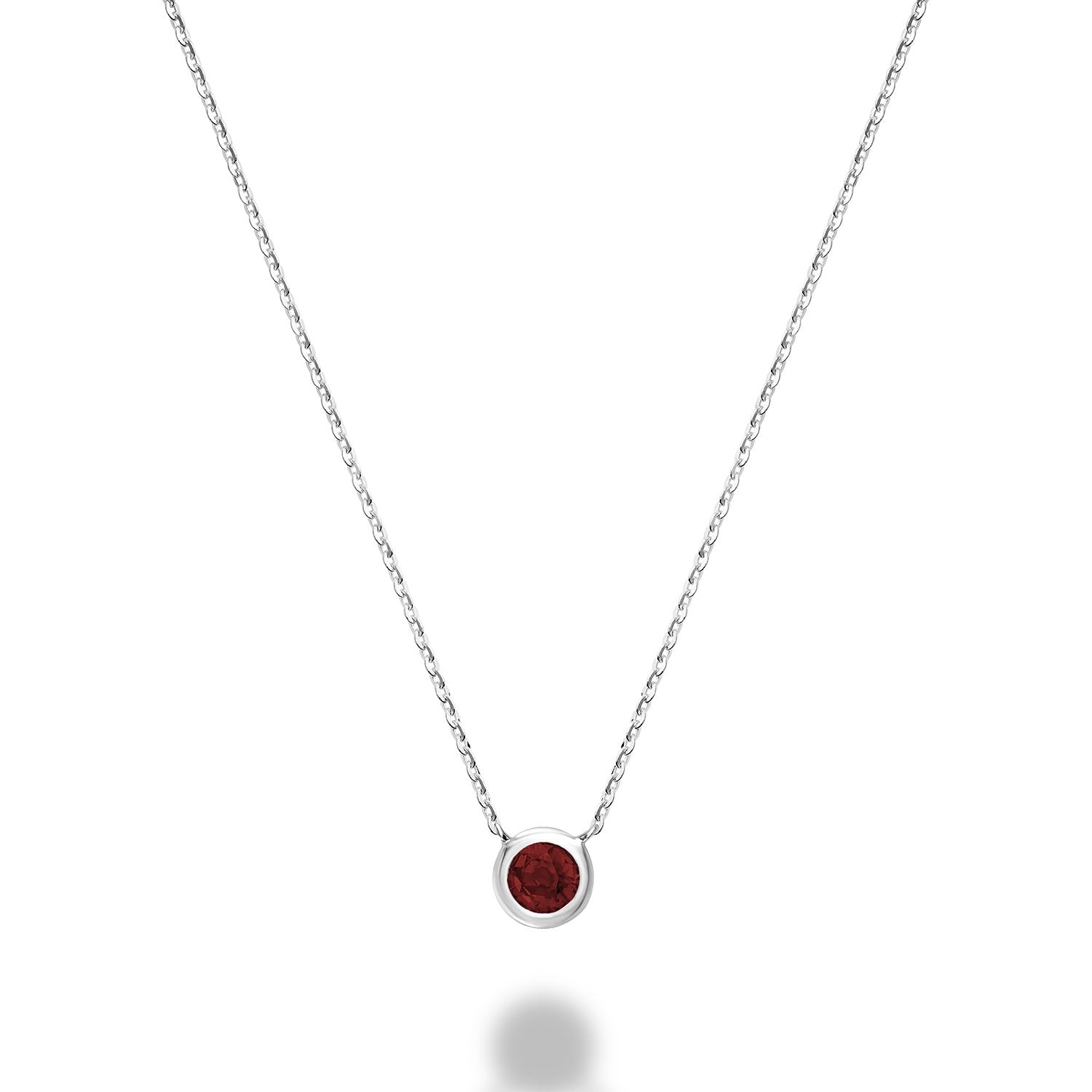 Garnet Bezel Set Necklace