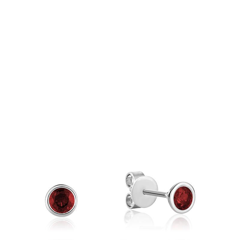 Garnet Bezel Stud Earrings