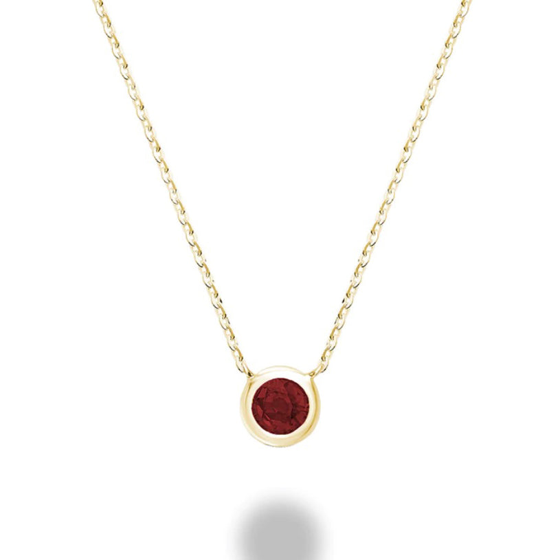 Garnet Bezel Set Necklace